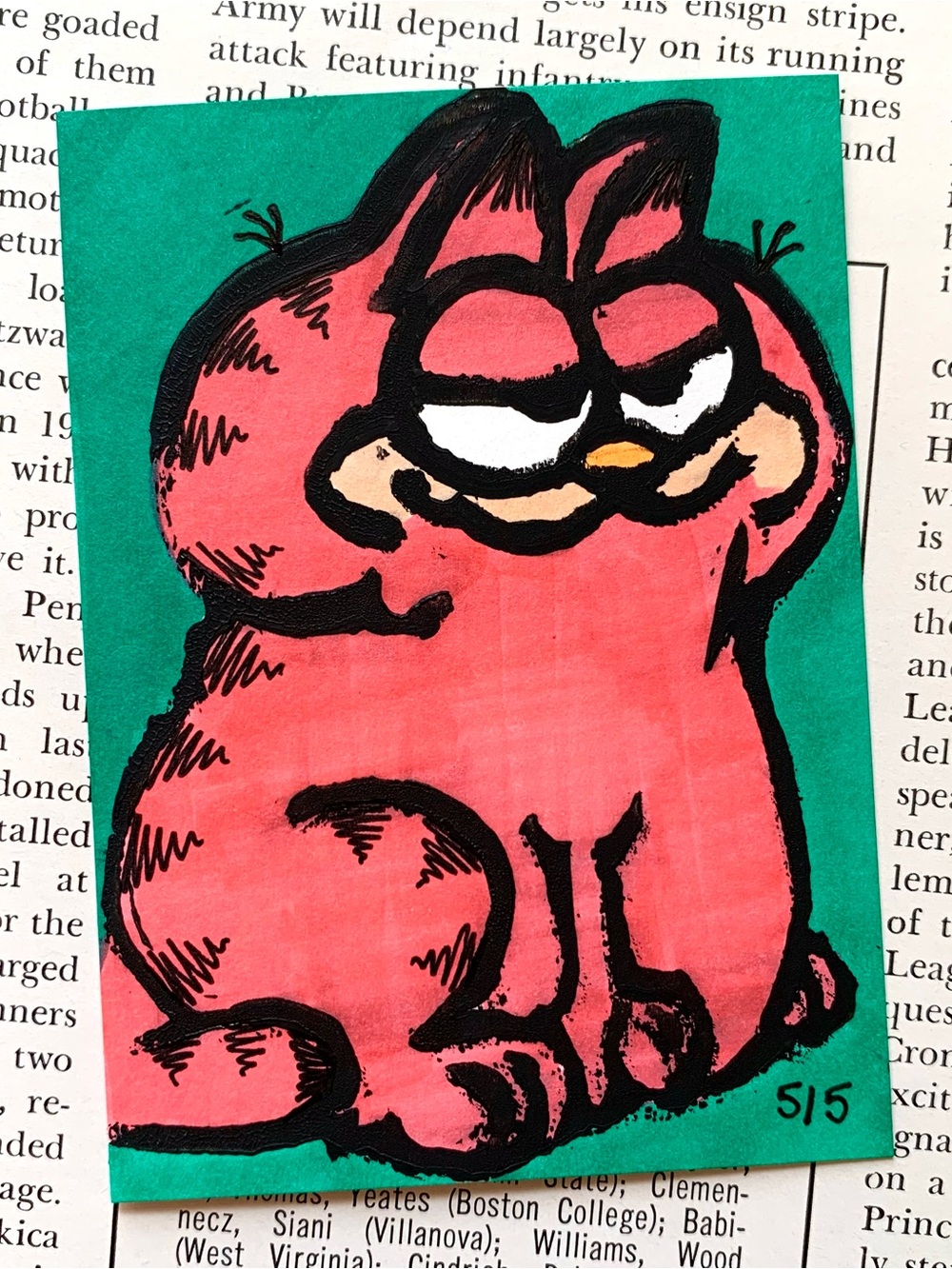 Garfield Comic Linocut Block Print Pop Art Card ATC ACEO 5/5